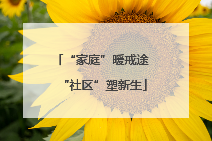“家庭”暖戒途 “社区”塑新生