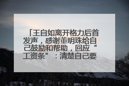 王自如离开格力后首发声，感谢董明珠给自己鼓励和帮助，回应“工资条”：清楚自己要什么，工资条不重要