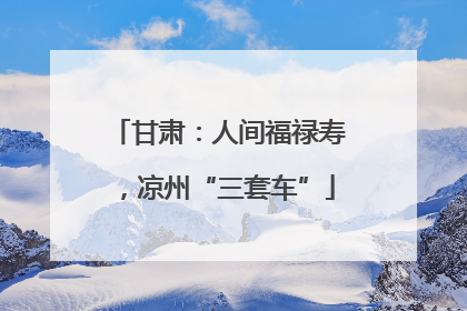 甘肃：人间福禄寿，凉州“三套车”