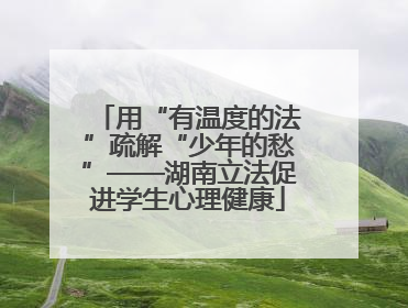 用“有温度的法”疏解“少年的愁”——湖南立法促进学生心理健康