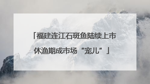 福建连江石斑鱼陆续上市 休渔期成市场“宠儿”