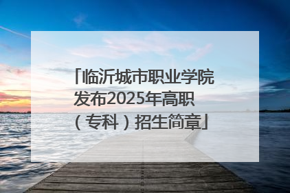 临沂城市职业学院发布2025年高职（专科）招生简章