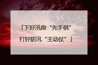 下好汛前“先手棋” 打好防汛“主动仗”
