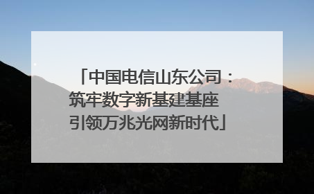 中国电信山东公司：筑牢数字新基建基座 引领万兆光网新时代