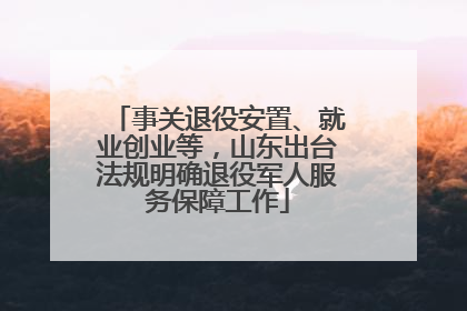 事关退役安置、就业创业等，山东出台法规明确退役军人服务保障工作