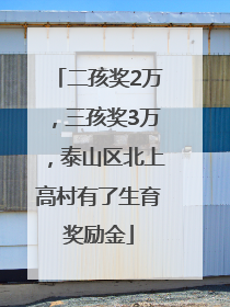 二孩奖2万，三孩奖3万，泰山区北上高村有了生育奖励金