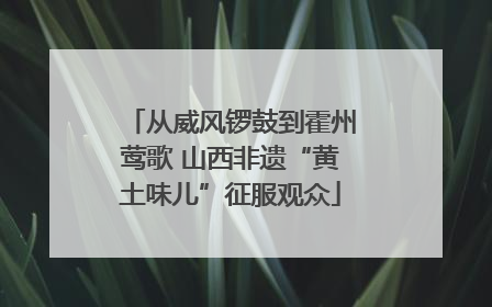 从威风锣鼓到霍州莺歌 山西非遗“黄土味儿”征服观众