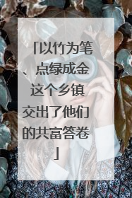以竹为笔、点绿成金 这个乡镇交出了他们的共富答卷