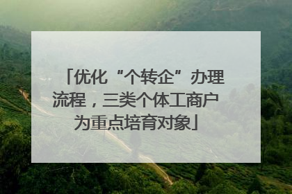 优化“个转企”办理流程，三类个体工商户为重点培育对象