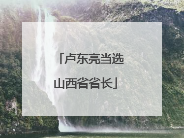 卢东亮当选山西省省长