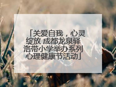 关爱自我，心灵绽放 成都龙泉驿洛带小学举办系列心理健康节活动