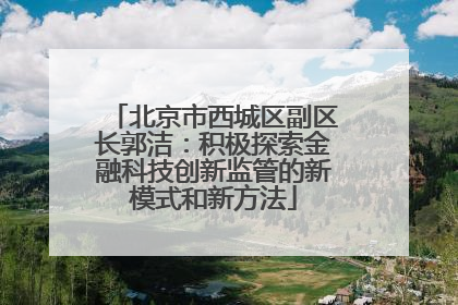 北京市西城区副区长郭洁：积极探索金融科技创新监管的新模式和新方法