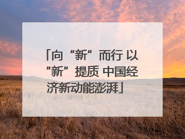 向“新”而行 以“新”提质 中国经济新动能澎湃