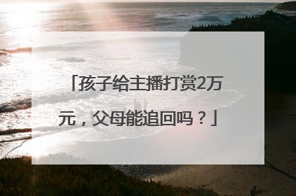 孩子给主播打赏2万元，父母能追回吗？