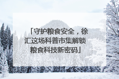 守护粮食安全，徐汇这场科普市集解锁粮食科技新密码