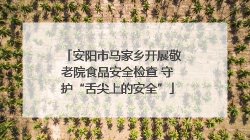 安阳市马家乡开展敬老院食品安全检查 守护“舌尖上的安全”