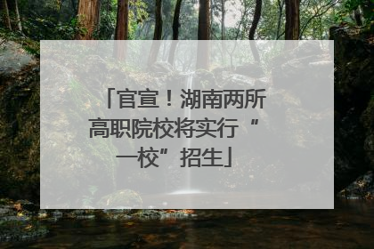 官宣！湖南两所高职院校将实行“一校”招生