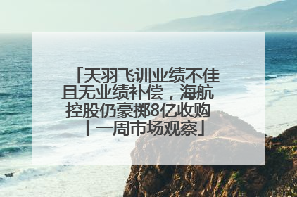 天羽飞训业绩不佳且无业绩补偿，海航控股仍豪掷8亿收购丨一周市场观察