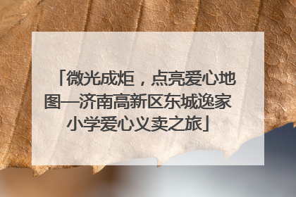 微光成炬，点亮爱心地图—济南高新区东城逸家小学爱心义卖之旅