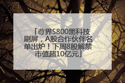 尊界S800黑科技刷屏，A股合作伙伴名单出炉！下周8股解禁市值超10亿元