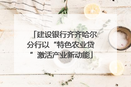 建设银行齐齐哈尔分行以“特色农业贷”激活产业新动能