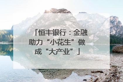 恒丰银行：金融助力“小花生”做成“大产业”