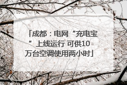 成都：电网“充电宝”上线运行 可供10万台空调使用两小时