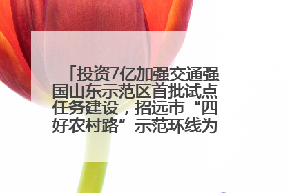 投资7亿加强交通强国山东示范区首批试点任务建设，招远市“四好农村路”示范环线为乡村振兴“开路”