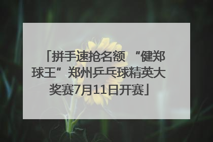 拼手速抢名额 “健郑球王”郑州乒乓球精英大奖赛7月11日开赛