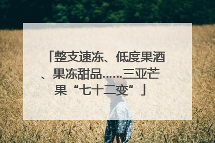 整支速冻、低度果酒、果冻甜品……三亚芒果“七十二变”