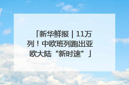 新华鲜报｜11万列！中欧班列跑出亚欧大陆“新时速”