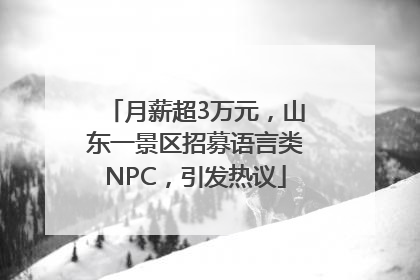 月薪超3万元，山东一景区招募语言类NPC，引发热议
