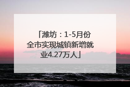 潍坊：1-5月份全市实现城镇新增就业4.27万人