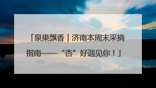泉果飘香｜济南本周末采摘指南——“杏”好遇见你！