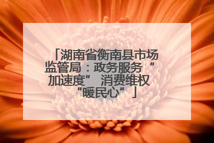 湖南省衡南县市场监管局：政务服务“加速度” 消费维权“暖民心”