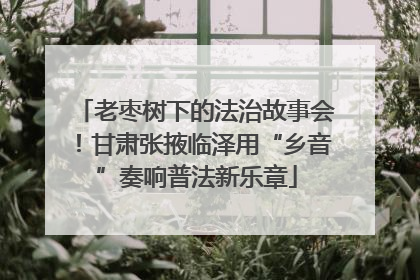 老枣树下的法治故事会！甘肃张掖临泽用“乡音”奏响普法新乐章