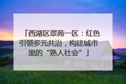 西湖区翠苑一区：红色引领多元共治，构建城市里的“熟人社会”