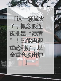 这一领域火了，概念股连夜批量“澄清”！氢能再迎重磅利好，基金重仓股出炉