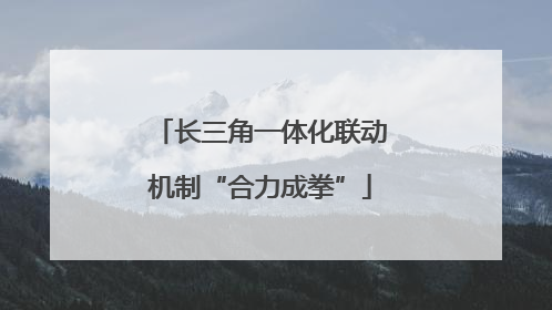 长三角一体化联动机制“合力成拳”