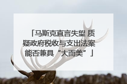 马斯克直言失望 质疑政府税收与支出法案能否兼具“大而美”